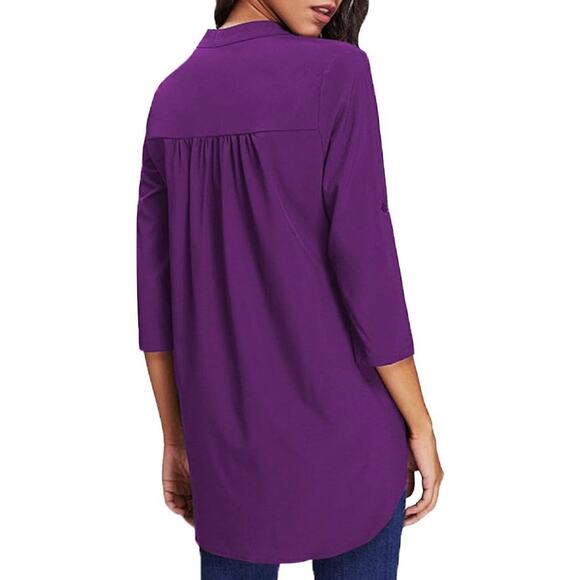 Women's Purple Chiffon Blouse Long Sleeve Tunic Shirt  Size Large 🍇💫💜 - Picture 2 of 9